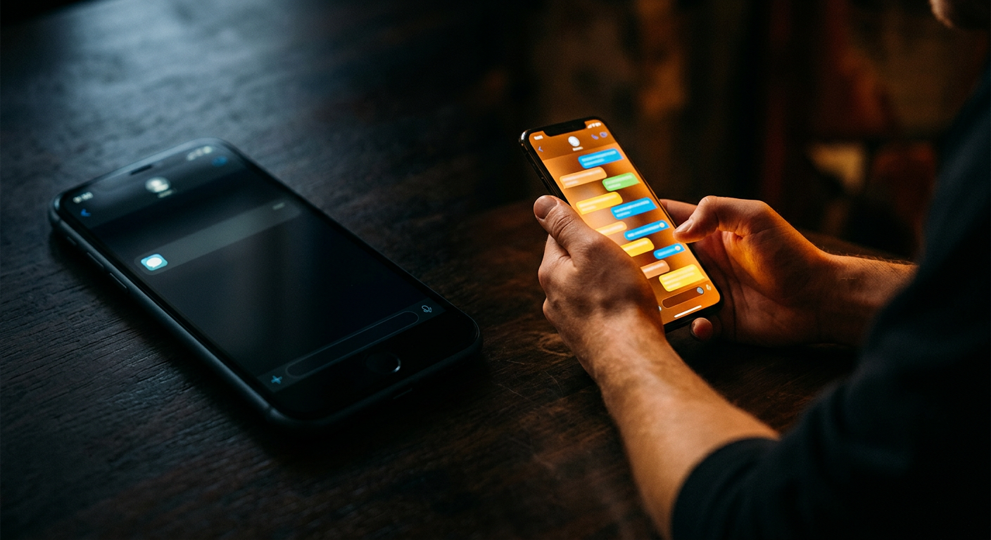 Contrasting group chat dynamics on phone: silent vs active mobile messaging thread