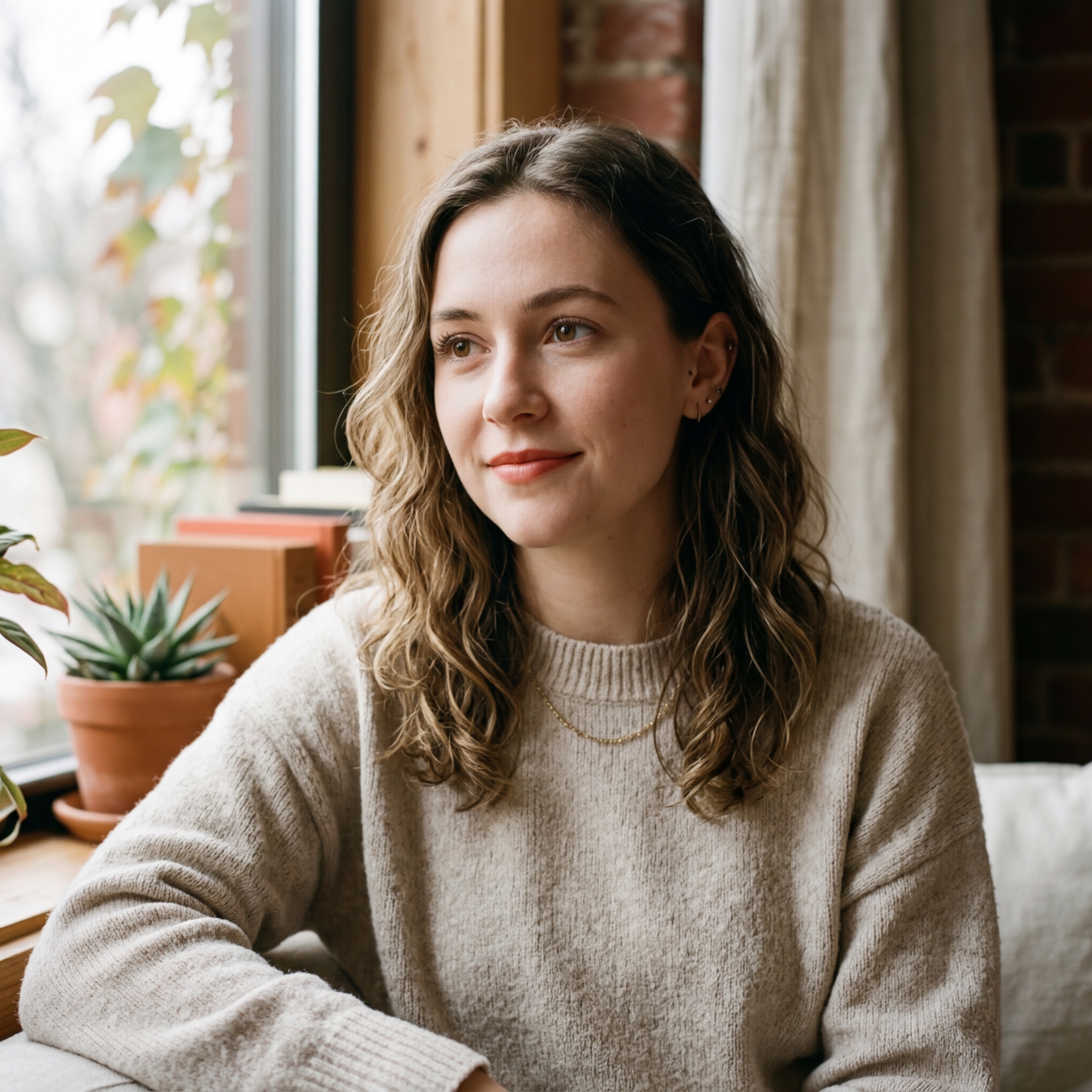 Portrait of a young woman with a thoughtful expression